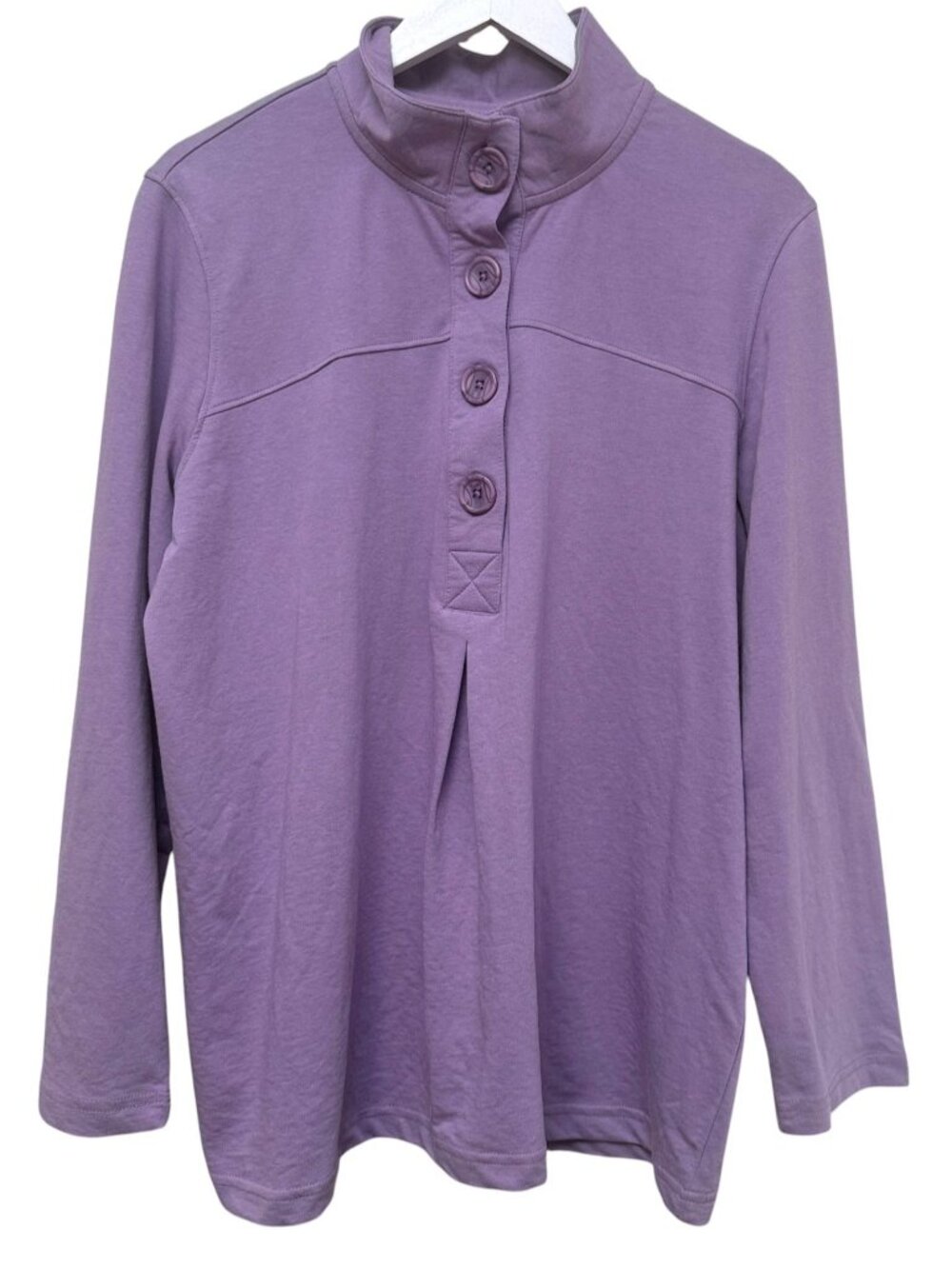 Bedford Fair French Terry Pullover Large Top Womens Sweatshirt Mock Neck NWOT